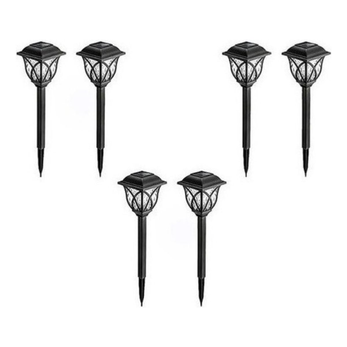 QUICK - Pack 6 Luces Solares Jardín Estaca Con Sensor Estilo Ingles