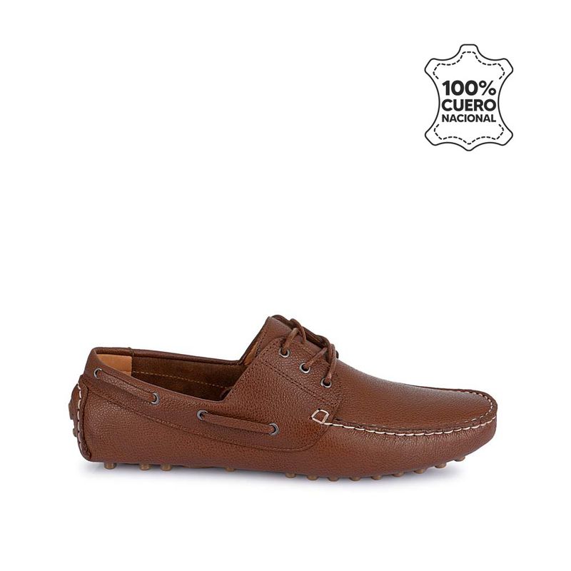 VIALE - Zapato Top Sider Casual SERGIO-2506 MARRON Viale Homme Cuero