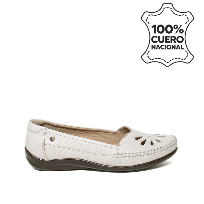 VIALE - Zapato Mocasín Casual AVE-2501 BlancoOff Viale Cuero