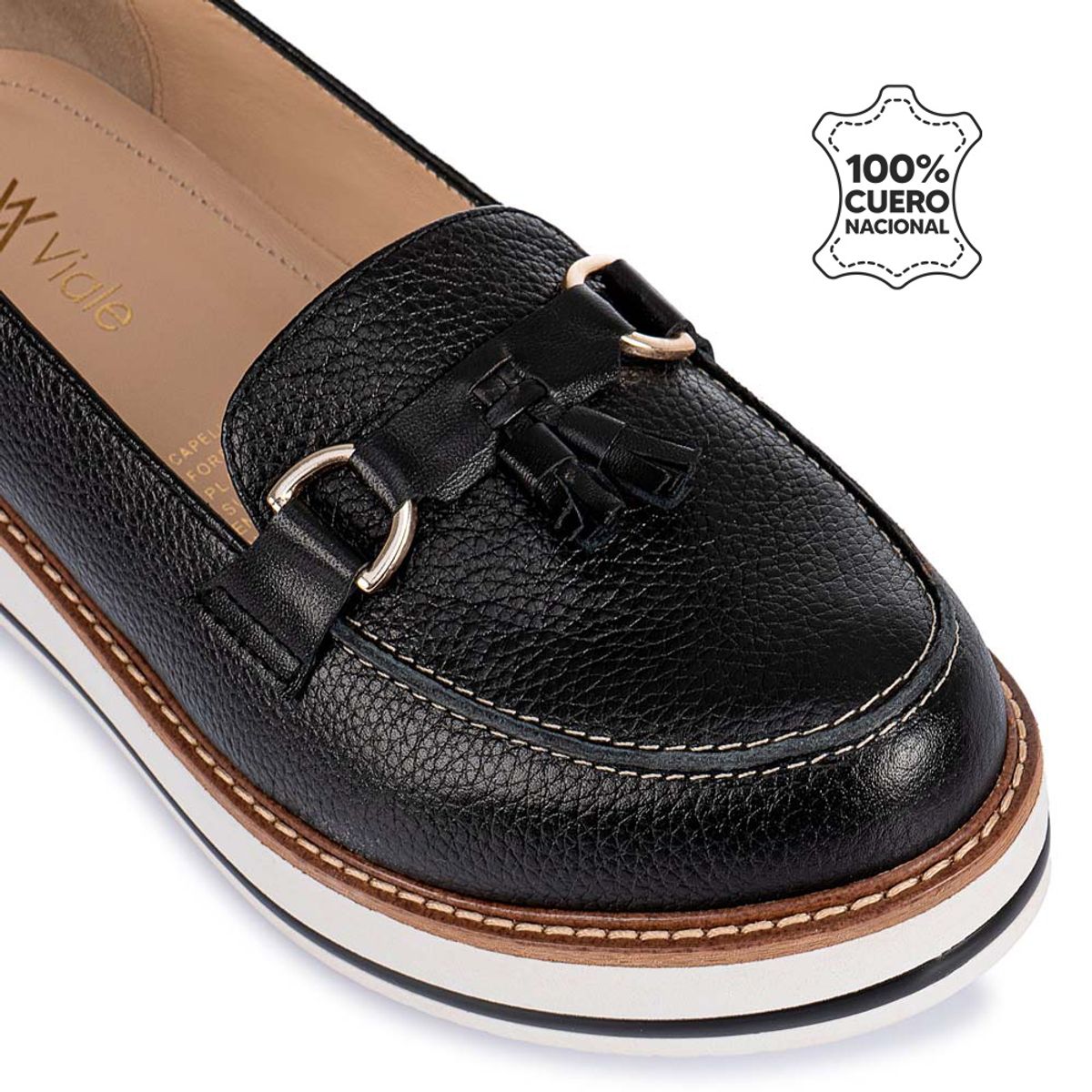 VIALE - Zapato Mocasín Casual TATI-2527 Negro Viale Cuero