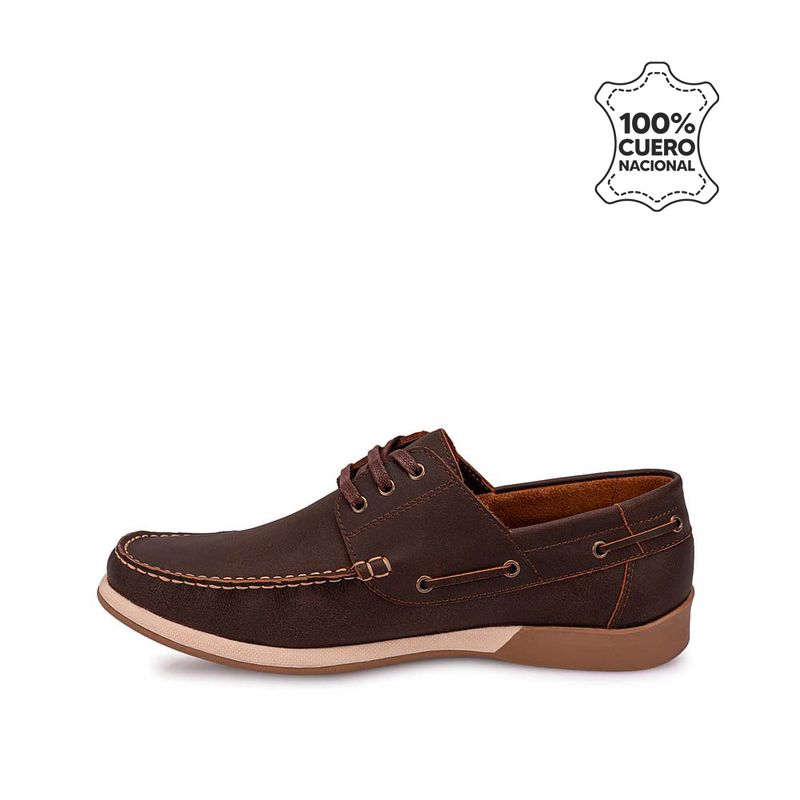 VIALE - Zapato Top Sider Casual MATEO-2509 Marron Viale Homme Cuero