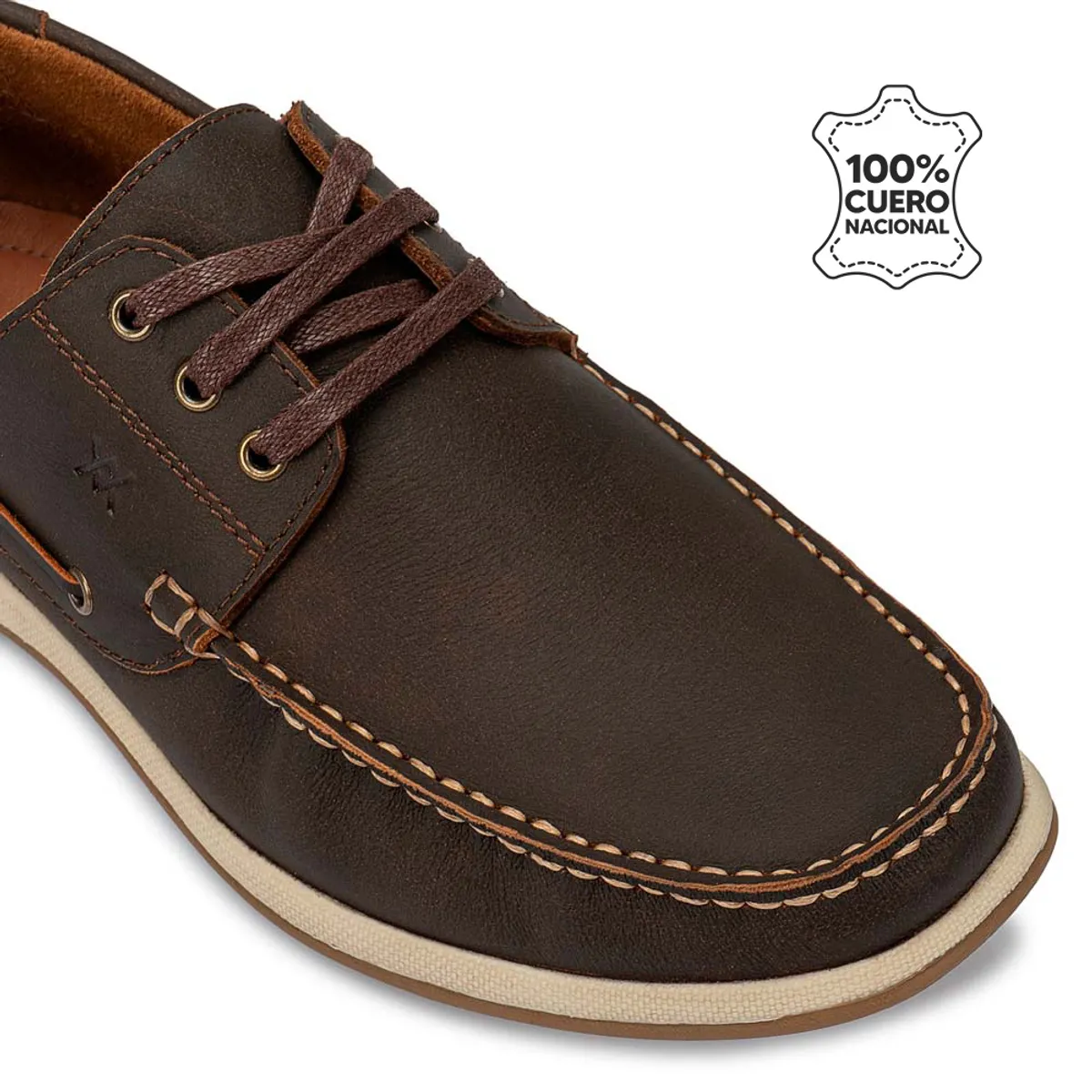 VIALE - Zapato Top Sider Casual MATEO-2509 Marron Viale Homme Cuero