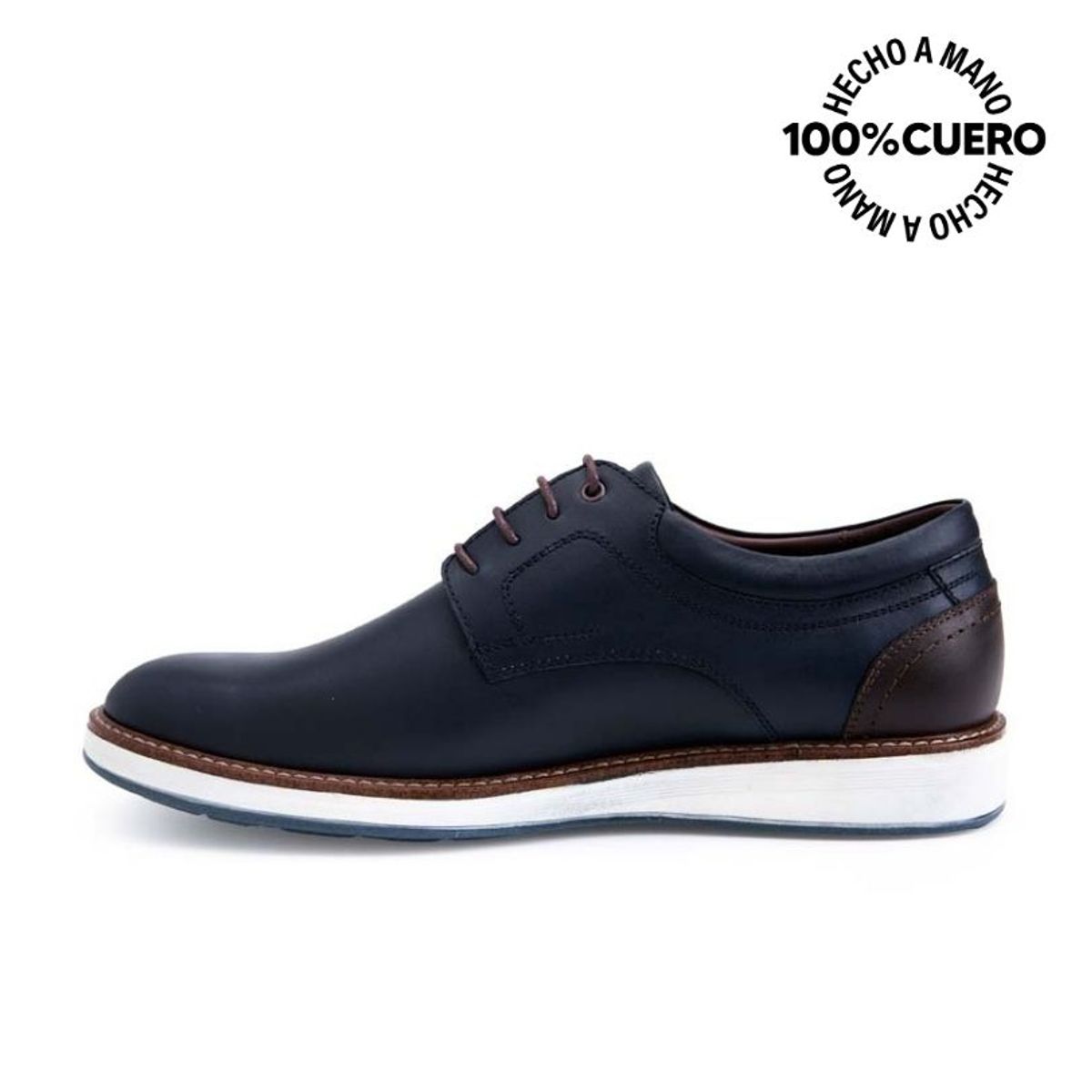 VIALE - Zapato Derby Casual ANGELO-2526 AZUL Viale Homme Cuero