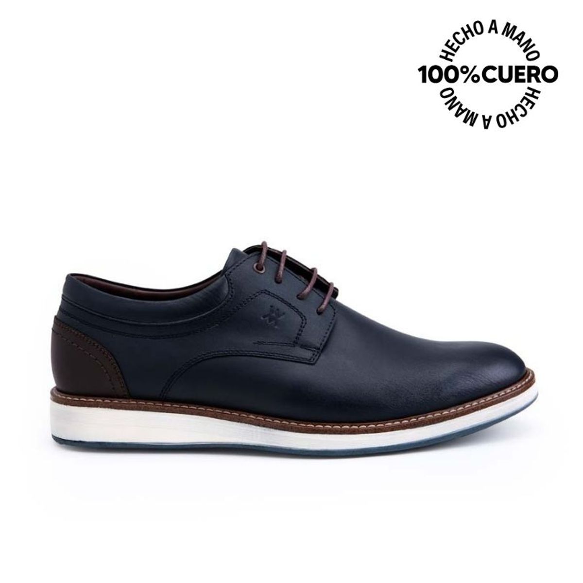 VIALE - Zapato Derby Casual ANGELO-2526 AZUL Viale Homme Cuero