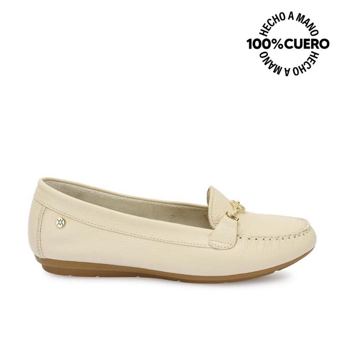 VIALE - Zapato Mocasín Casual CORE-2510 Vainilla Viale Cuero