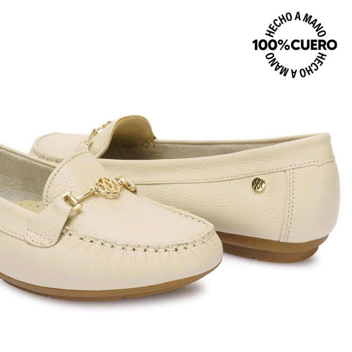VIALE - Zapato Mocasín Casual CORE-2510 Vainilla Viale Cuero