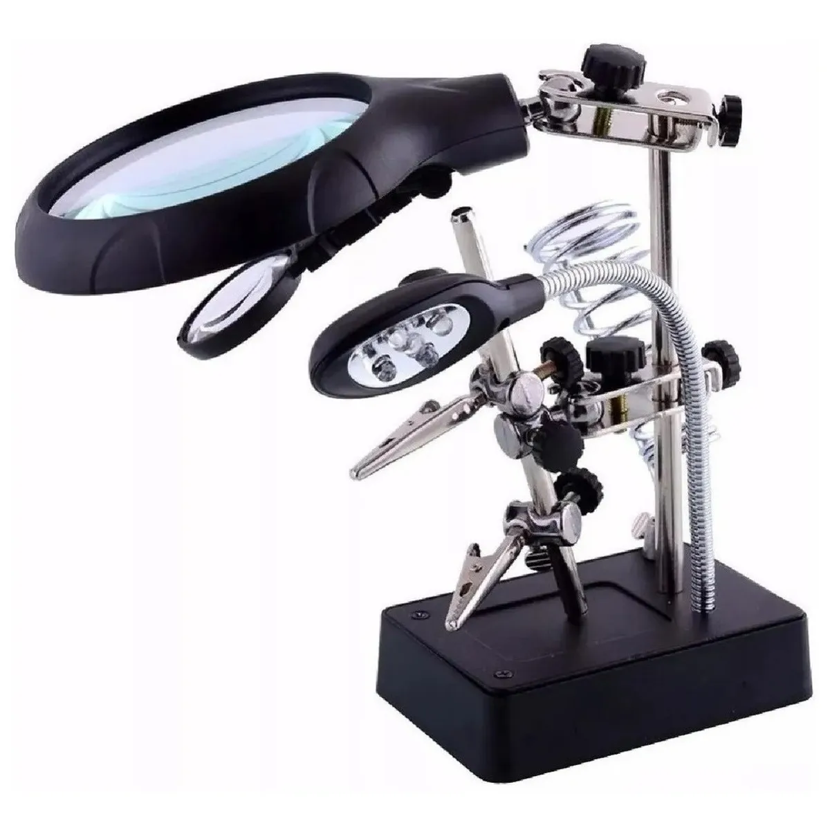 QUICK - Lupa Escritorio Soporte Pinza Luz Led Tercera Mano Cautin11