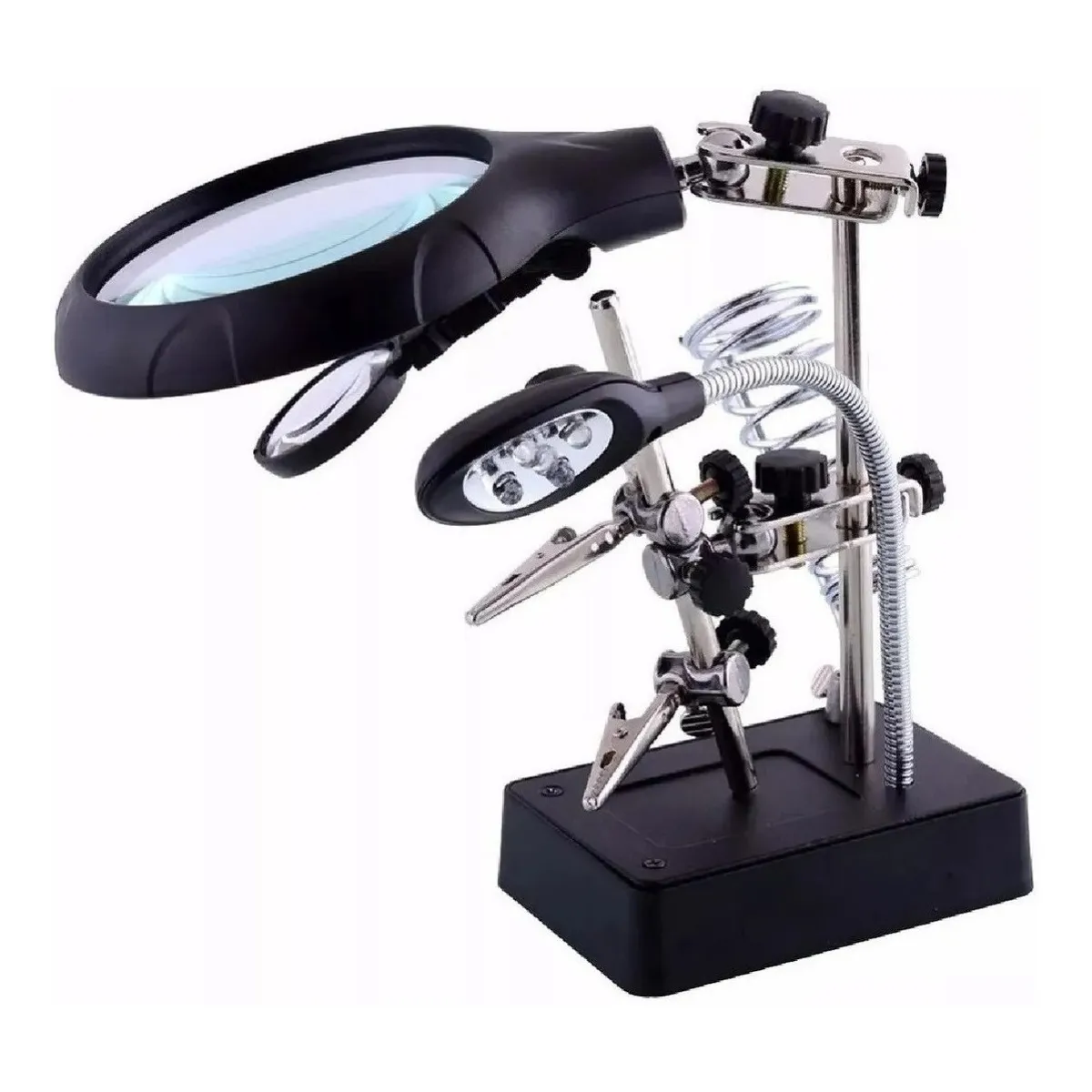 QUICK - Lupa Escritorio Soporte Pinza Luz Led Tercera Mano Cautin11