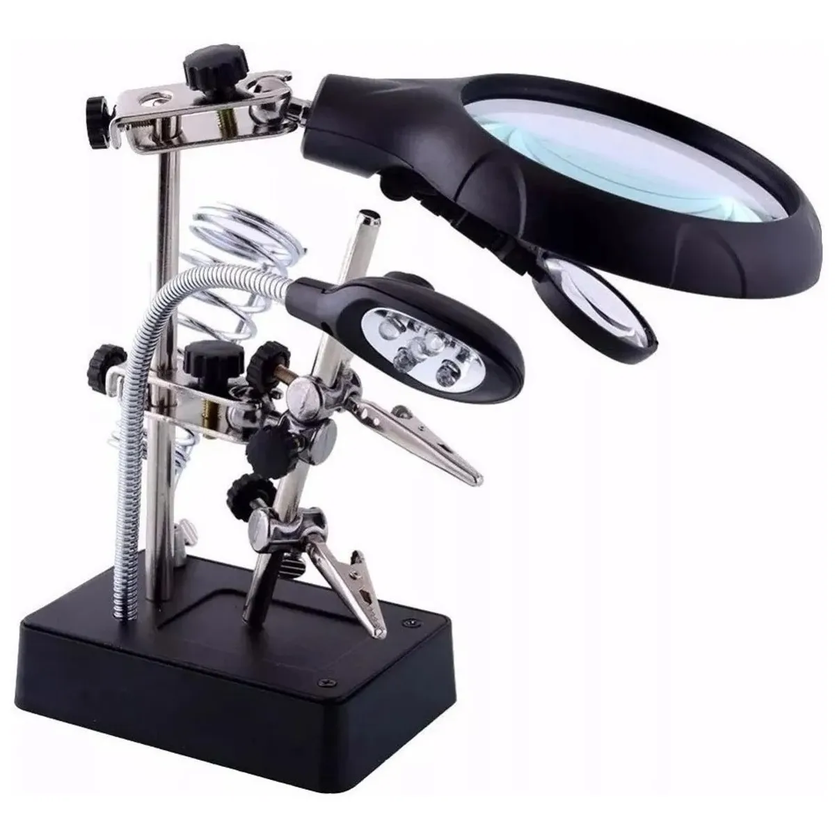 QUICK - Lupa Escritorio Soporte Pinza Luz Led Tercera Mano Cautin11