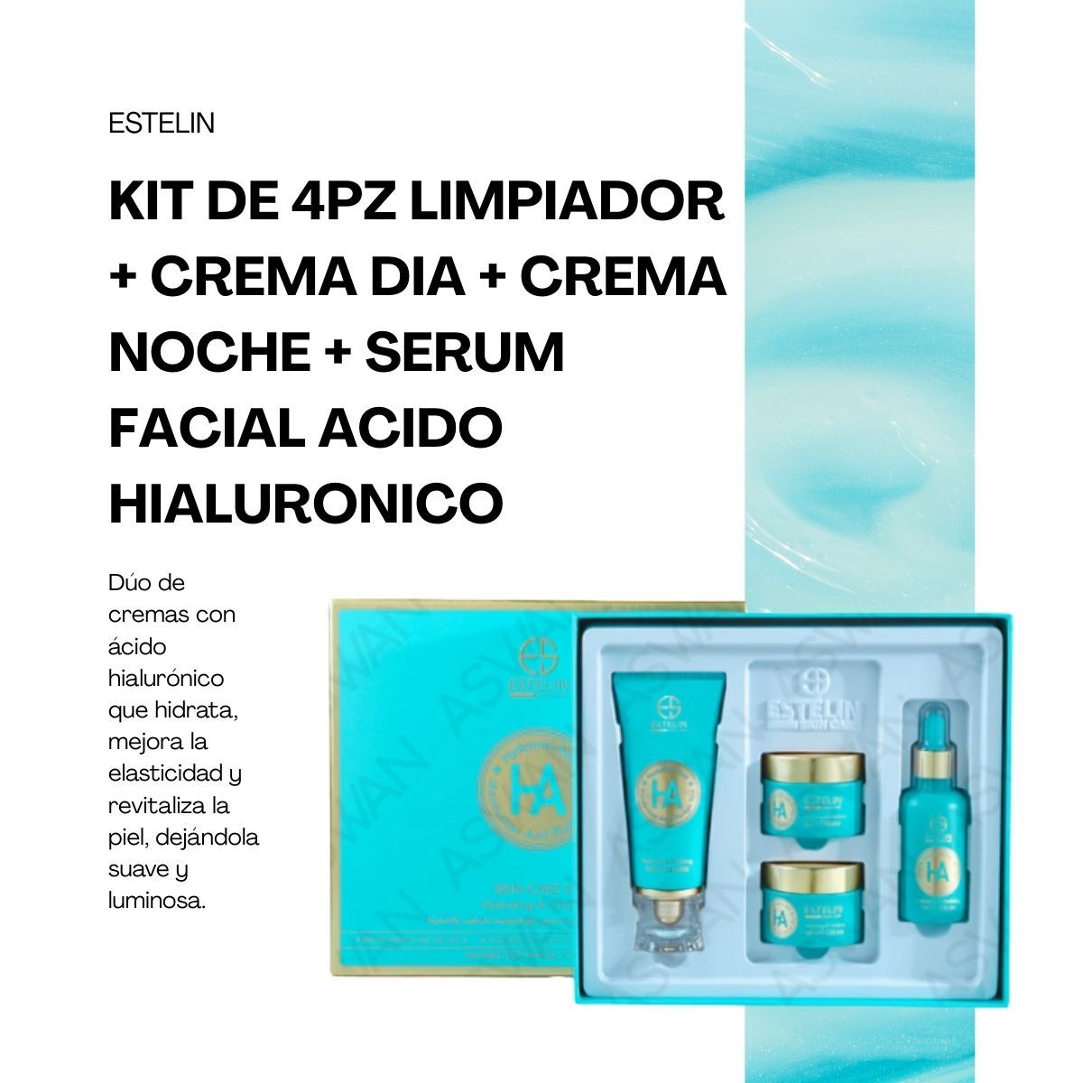 GENERICO - KIT ÁCIDO HIALURÓNICO LIMPIADOR DÍA NOCHE Y SÉRUM - ESTELIN