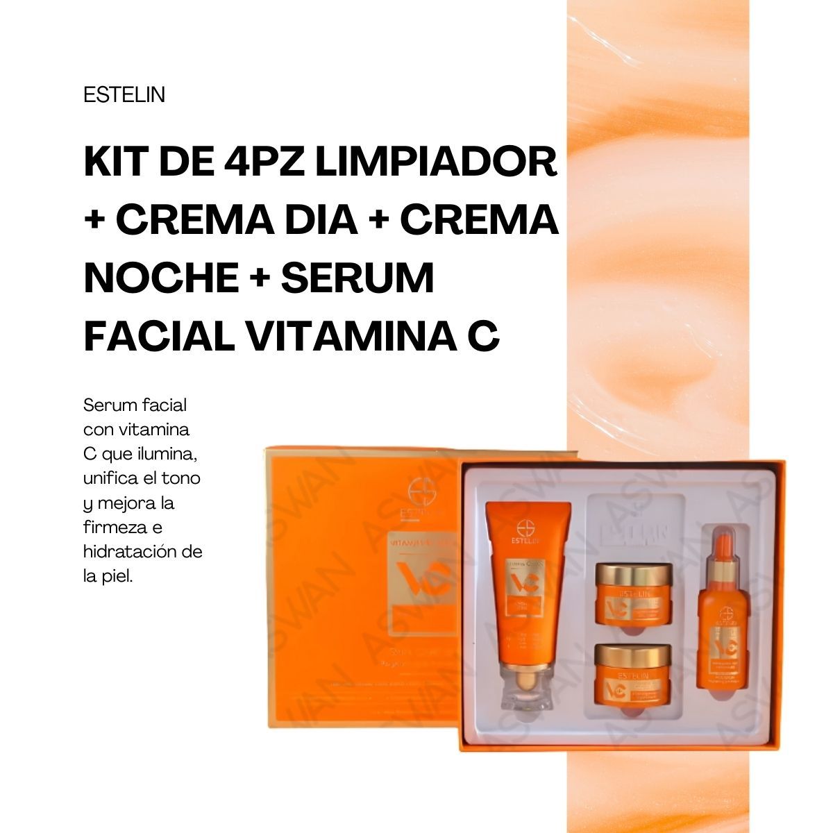 GENERICO - KIT VITAMINA C LIMPIADOR DÍA NOCHE Y SÉRUM FACIAL - ESTELIN