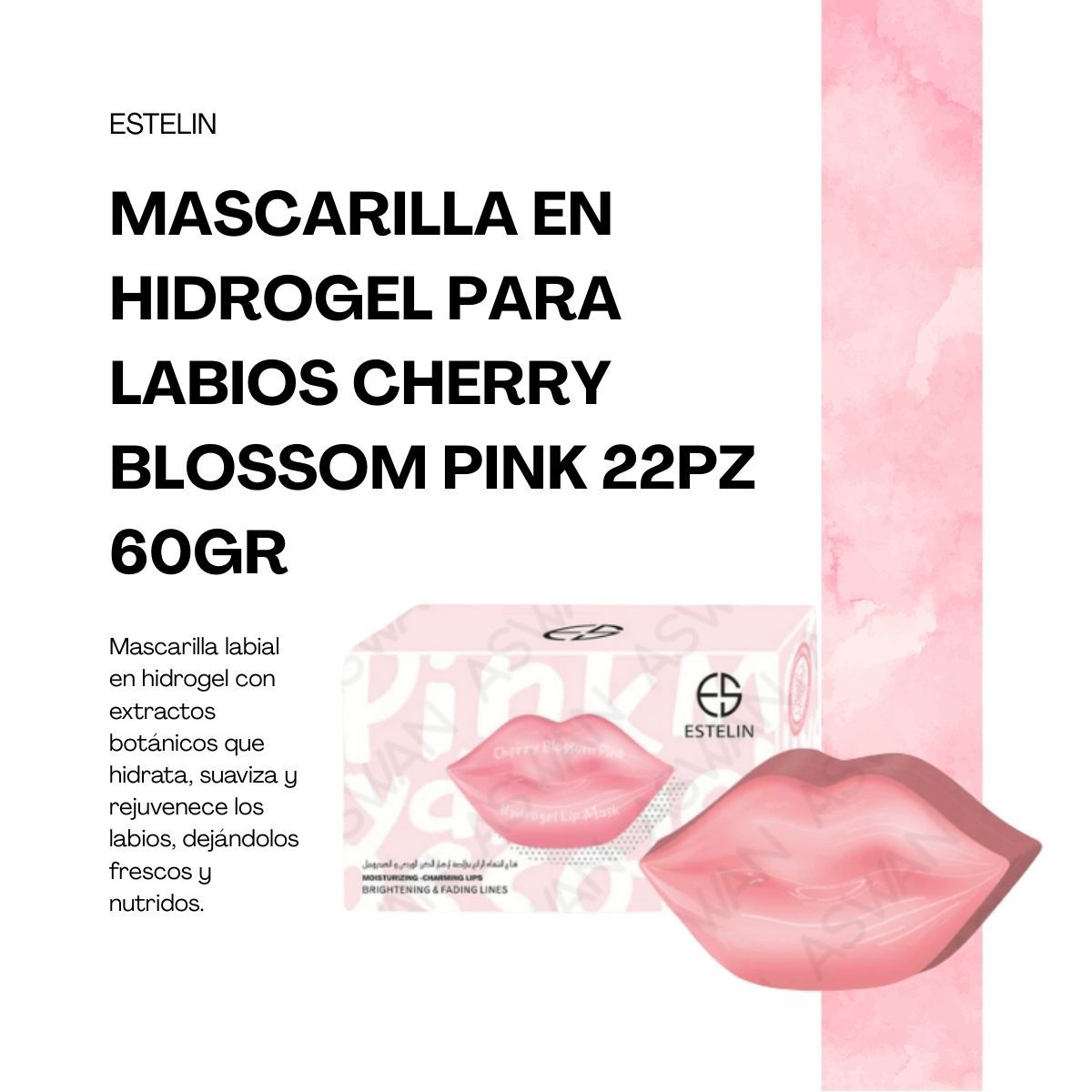 GENERICO - MASCARILLA HIDROGEL LABIOS CHERRY BLOSSOM PINK 22PZ 60GR - ESTELIN