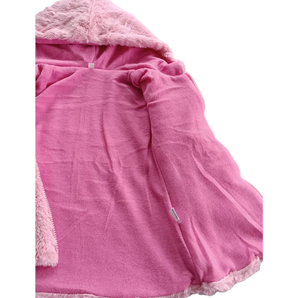 GENERICO - ABRIGO DE NIÑA PELUCHE CON ESTAMPADO Y PERLITAS