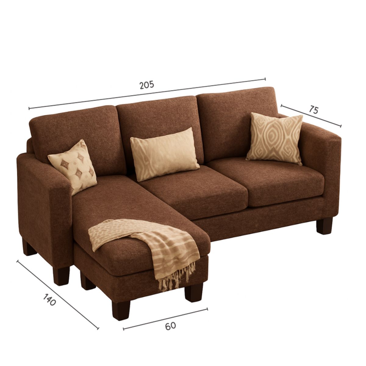 GENERICO - Sofá Seccional Mateu - Marrón