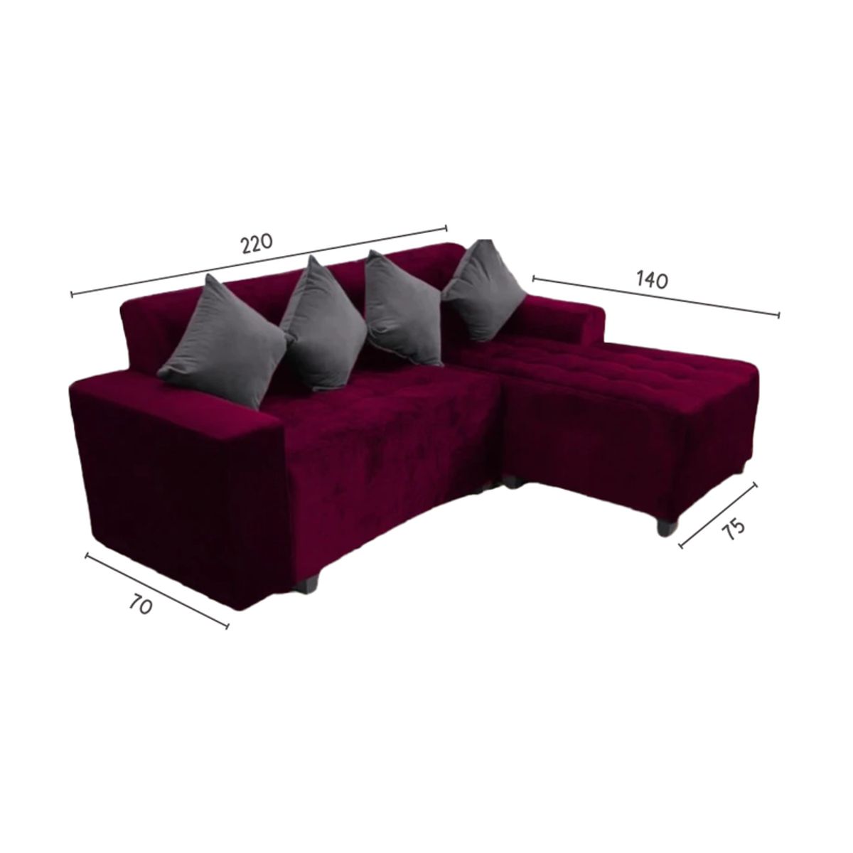 GENERICO - Sofá Seccional Chaisse - Vino