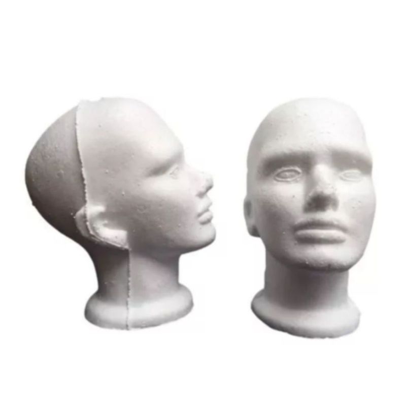 GENERICO - Cabeza maniquí de tecnopor para exhibición Multiuso