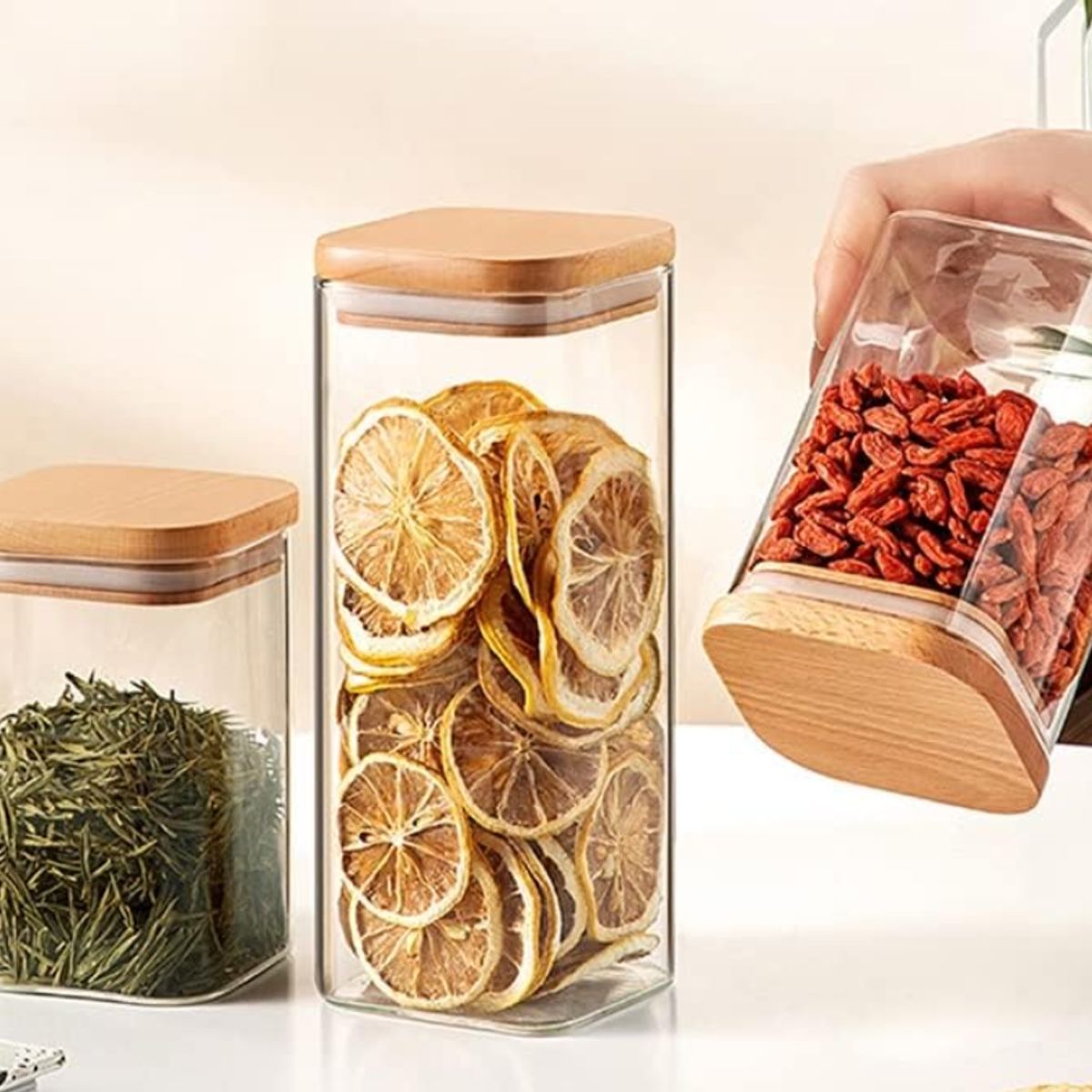 GENERICO - Frasco de  almacenamiento  con tapa de madera