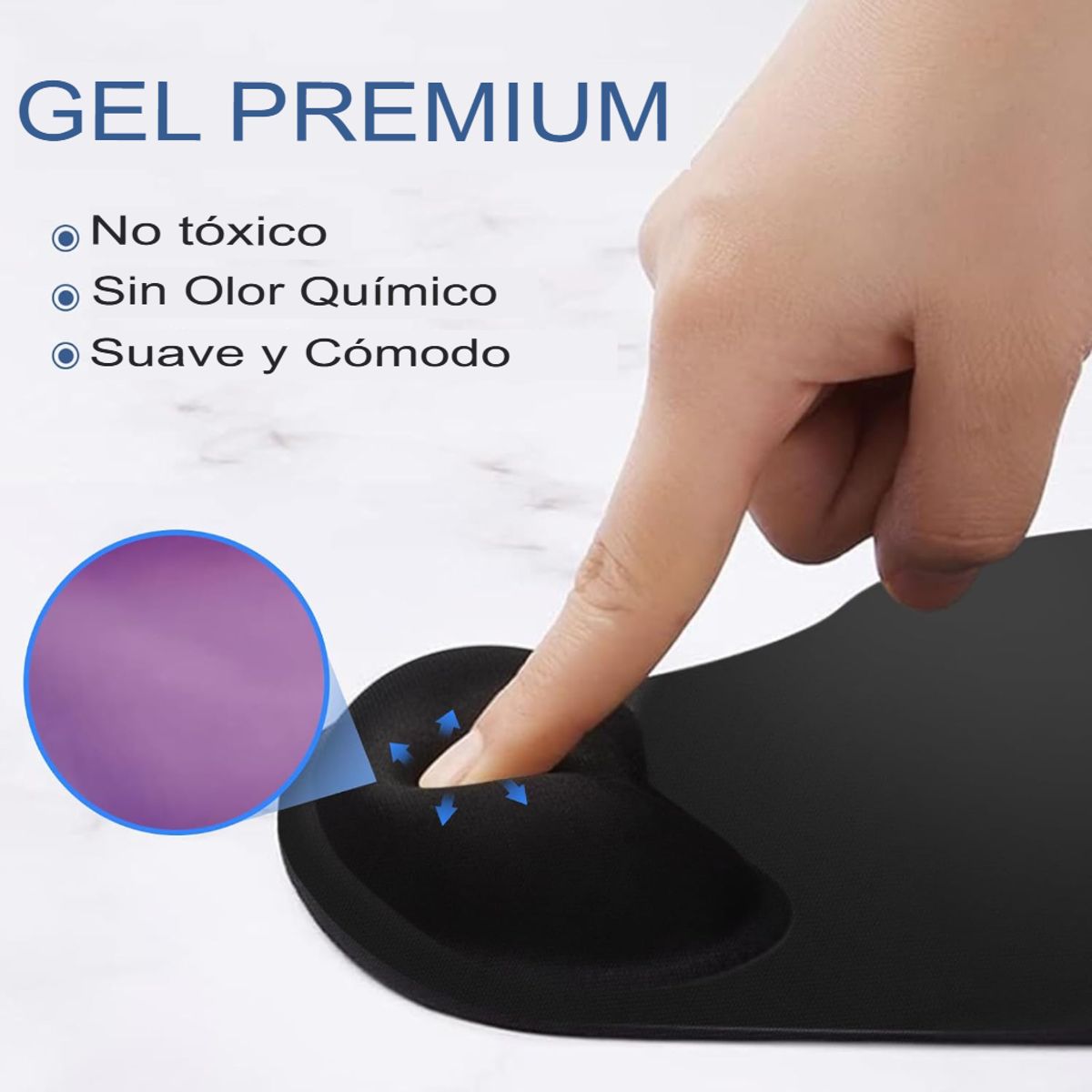 GENERICO - MOUSE PAD GEL PREMIUM BASE ANTIDESLIZANTE ERGONÓMICA AZUL