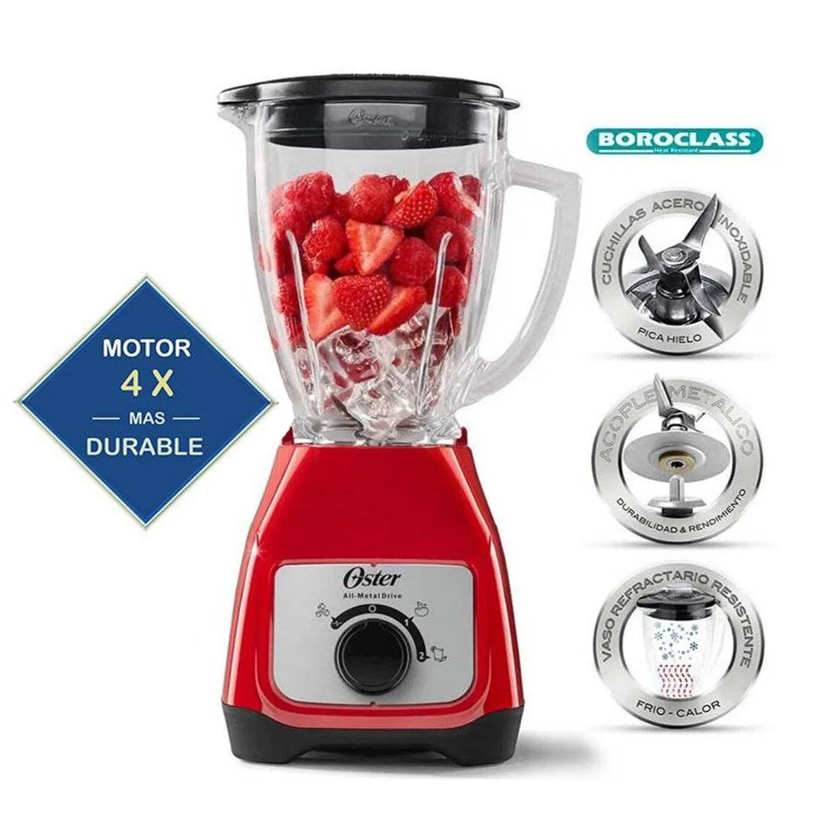 OSTER - LICUADORA DE 2V CON PERILLA ROJA OSTER BLSTKAG-RRD