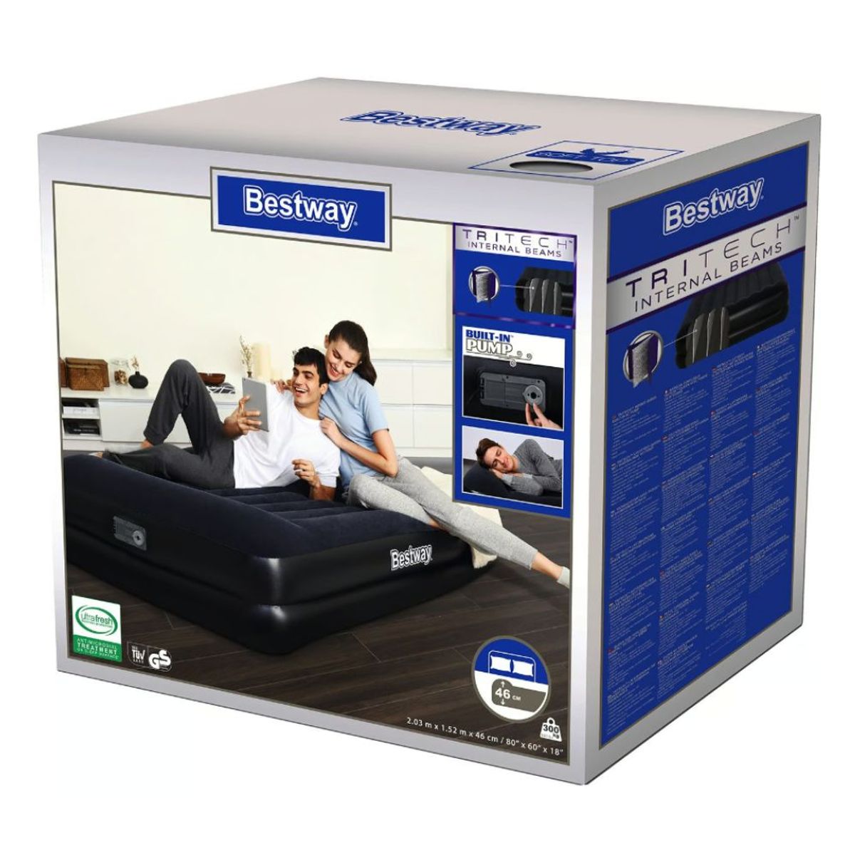 GENERICO - Colchón inflable doble Premium Queen con bomba integrada Color Negro