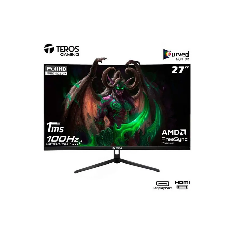 TEROS GAMING - Monitor GAMING Teros TE-2732S 27 FREESYNC Curvo 100Hz 1MS FULL HD HDMI