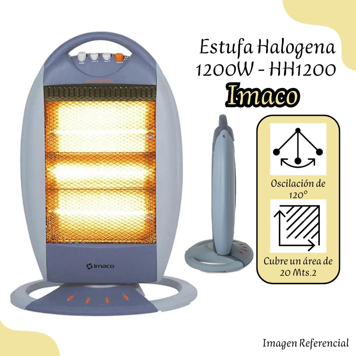 IMACO - Estufa Imaco Halogena HH1200 - 1200 watts