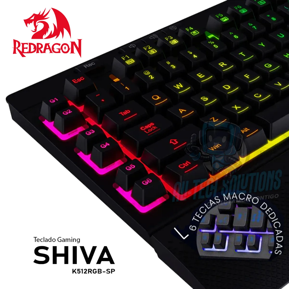 REDRAGON - SHIVA K512RGB-SP TECLADO SEMI MECÁNICO GAMER REDRAGON
