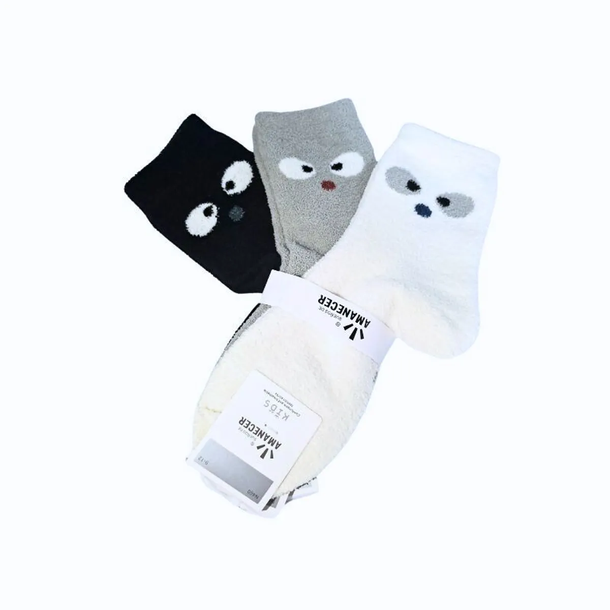 GENERICO - Pack de 3 Medias de Niños Colores Blanco, Gris y Negro