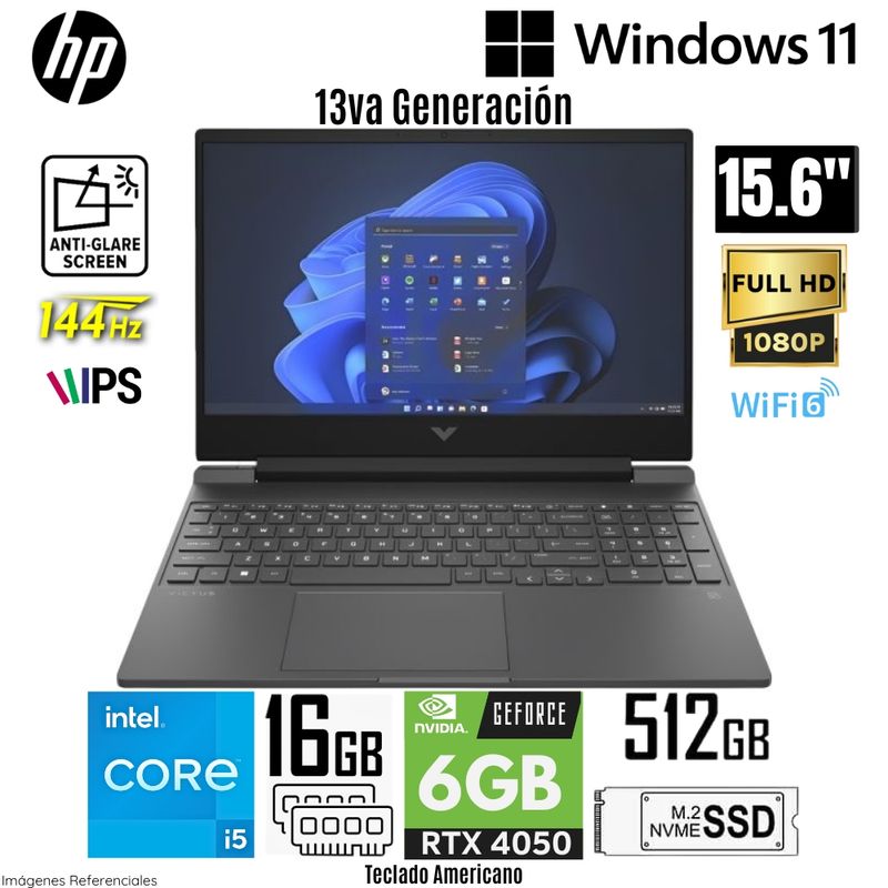 HP - Laptop Gamer HP Victus 15-FA2701WM Intel Core i5-13420H 16GB RAM 512GB SSD RTX 4050-6GB 15.6"  FHD