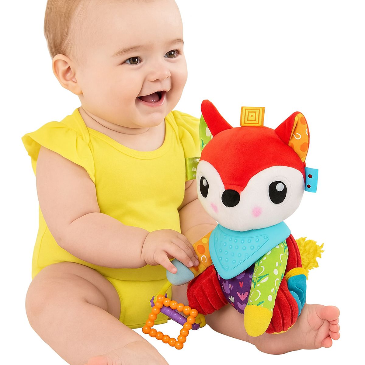 GENERICO - Peluche Sonajero con Mordedor de Zorrito Colgante para Bebé