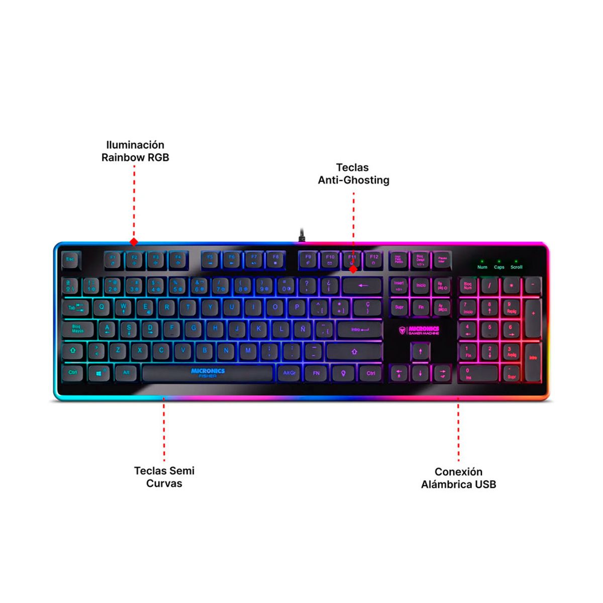 MICRONICS - TECLADO GAMER USB RGB MICRONICSB K721
