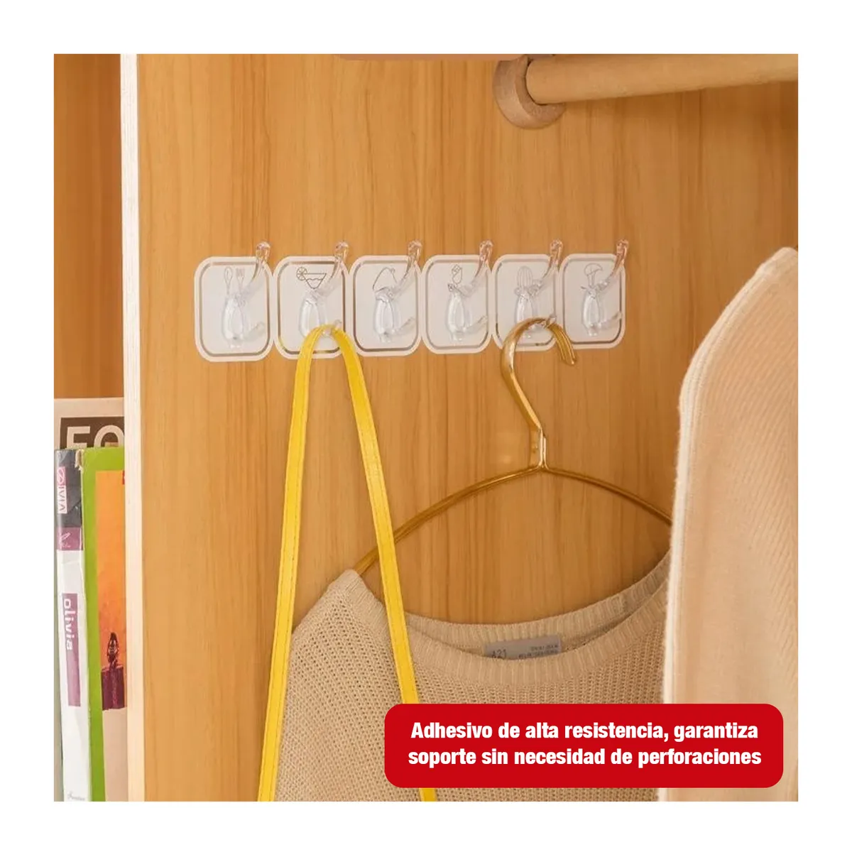 GENERICO - Ganchos Adhesivos Colgador Perchero de Pared Multiuso