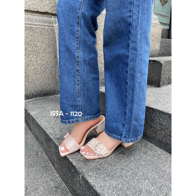 GENERICO - SANDALIAS DE TACO 5 MORENA PARA DAMA EN TONO BEIGE SUEDE