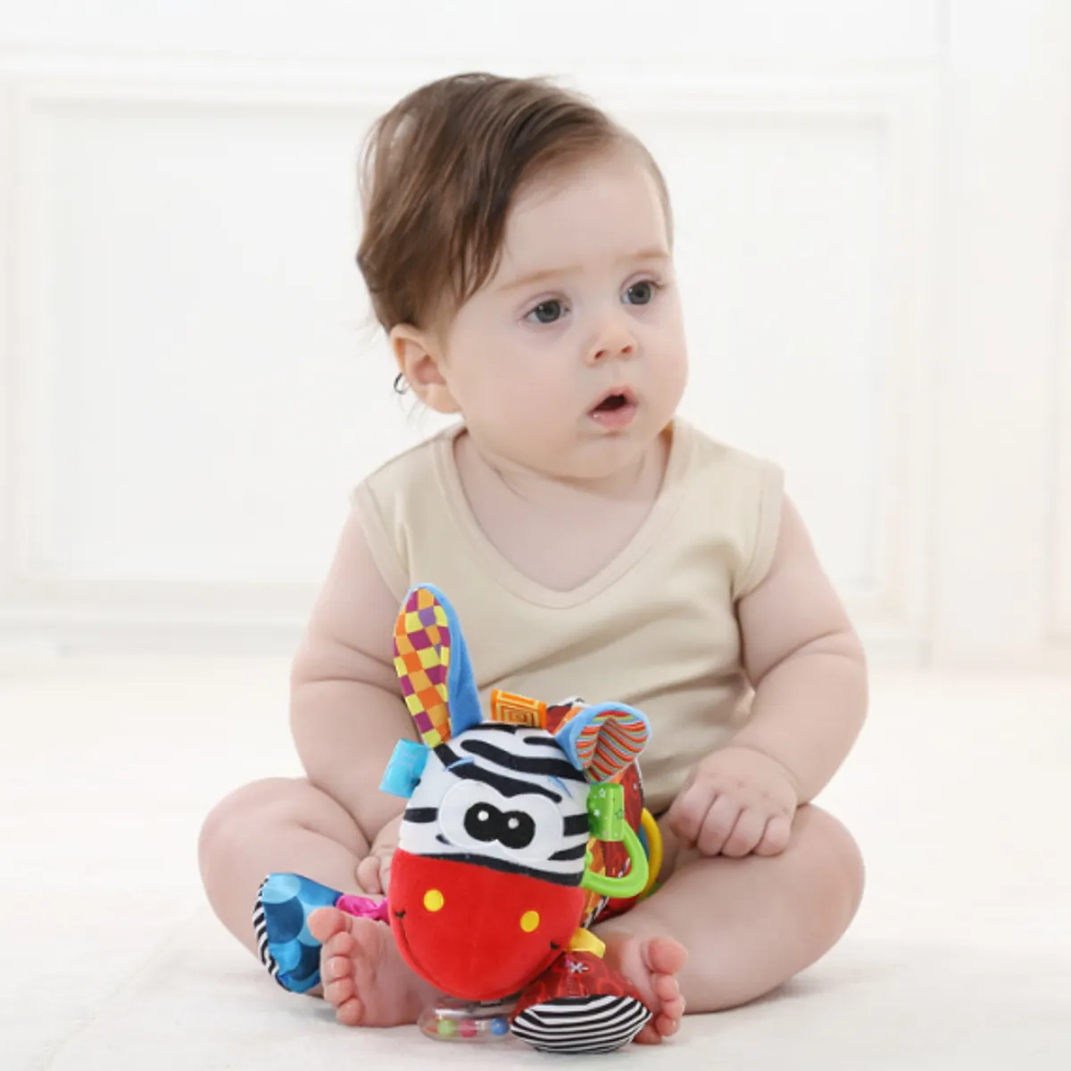 GENERICO - Peluche Sonajero con Mordedor de Cebra Colgante para Bebé