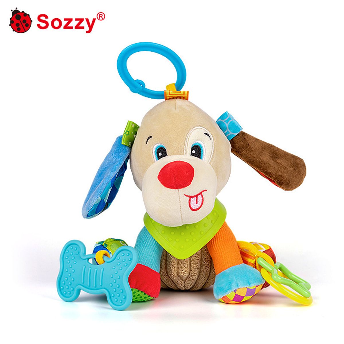 GENERICO - Peluche Sonajero con Mordedor de Perrito Colgante para Bebé