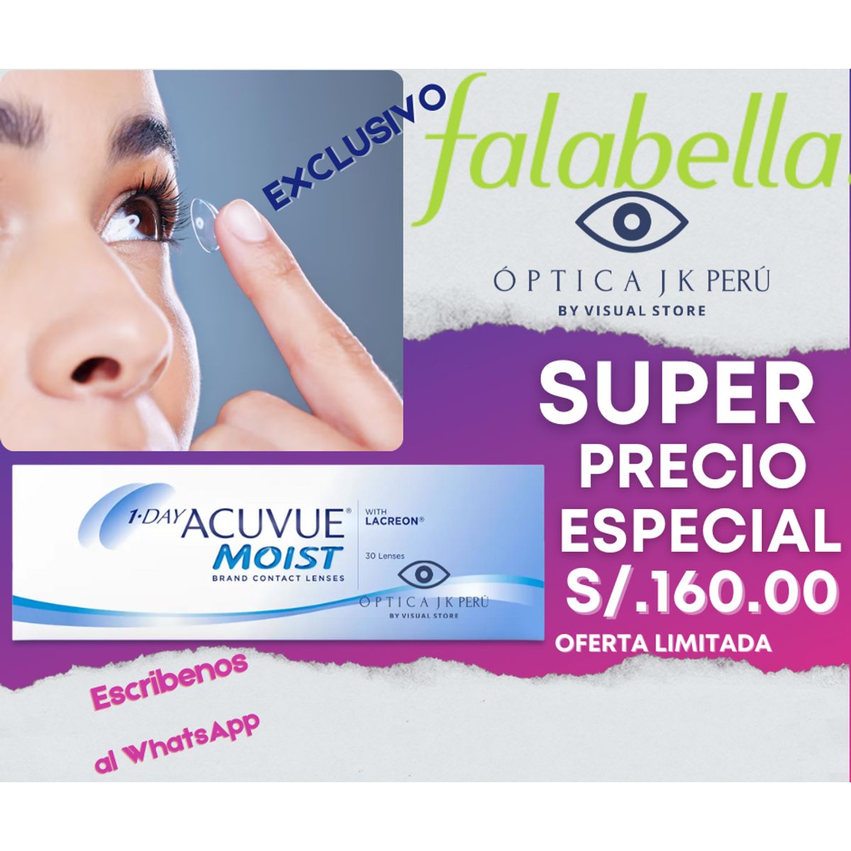 JK - LENTES DE CONTACTO ACUVUE MOIST 1 DAY -2.00  MIOPÍA HIDROGEL