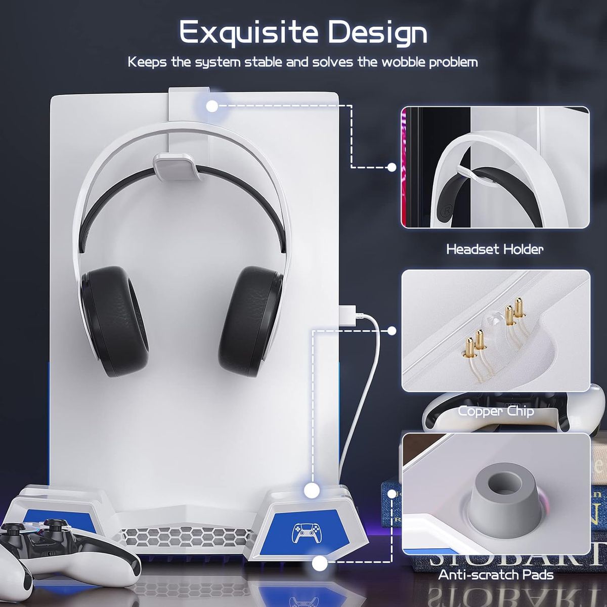 GENERICO - Estación de enfriamiento 5 en 1 para PS5, carga para 2mandos PS5, ventilador, soporte