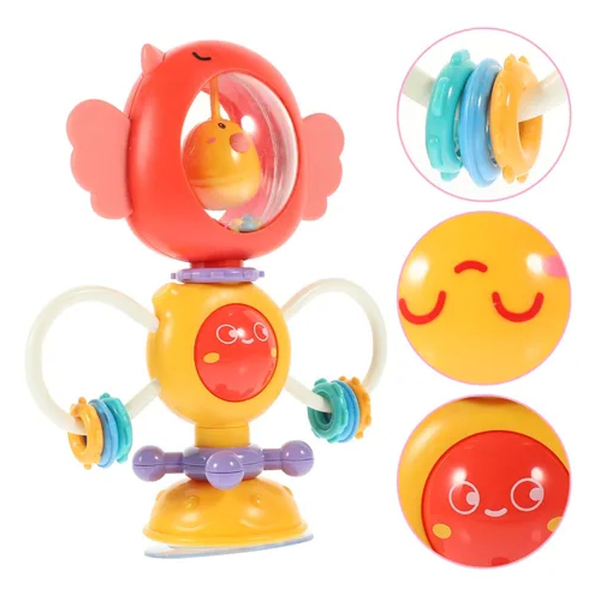 BIBI - SONAJA - SONAJERO Pollito para Bebé con Ventosa Rojo