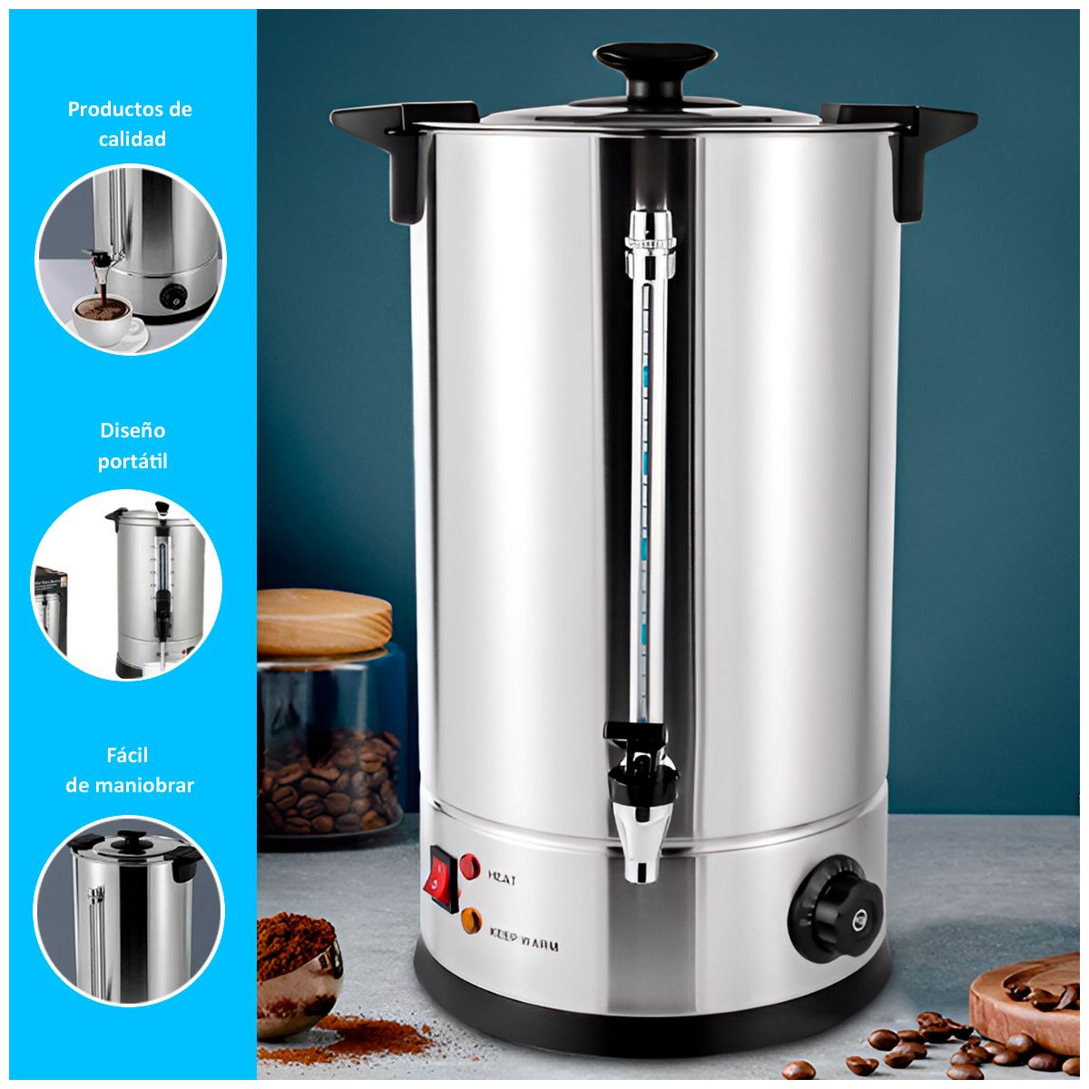 GENERICO - Hervidor Eléctrico De 10 Litros 1500w Plateado