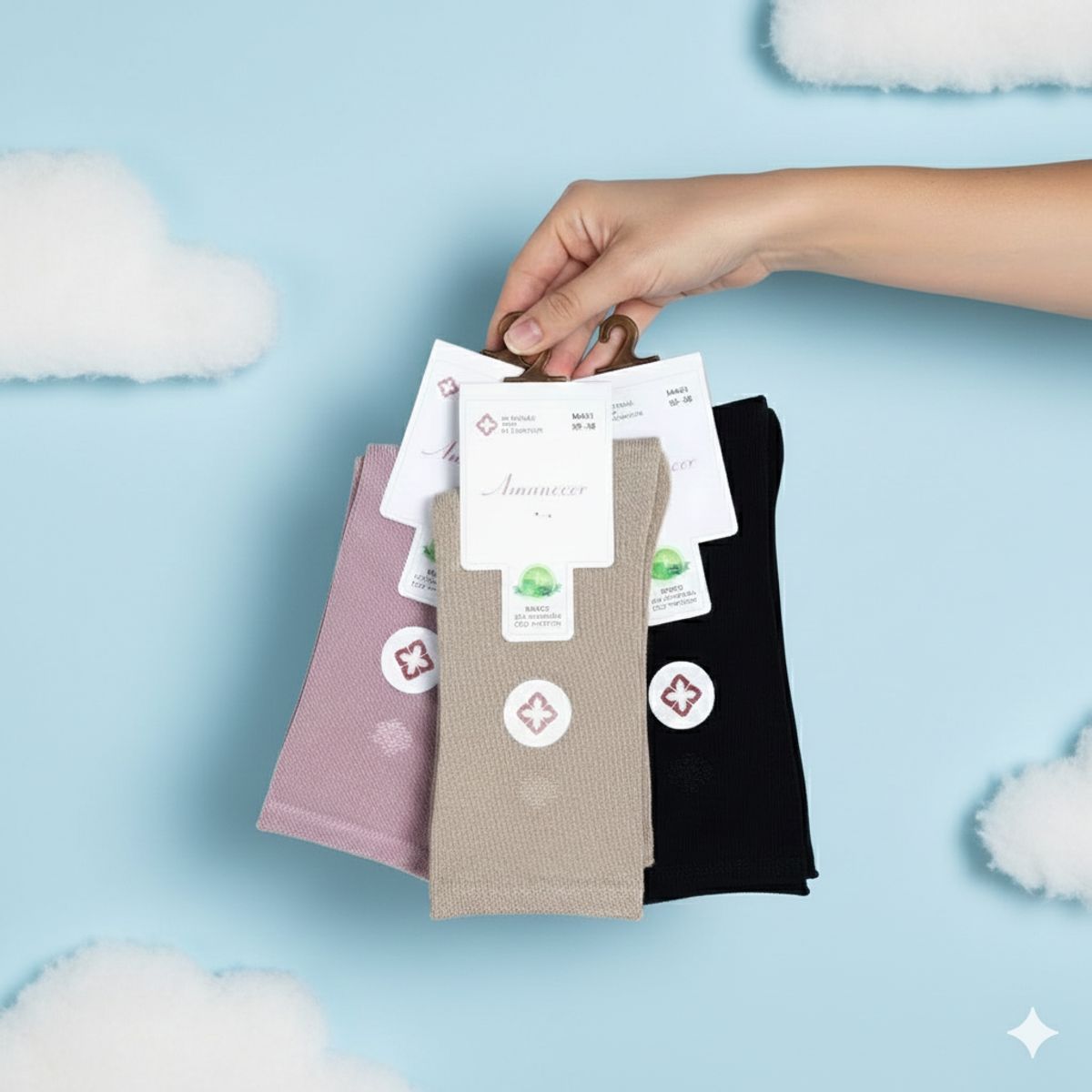 GENERICO - Pack de 3 Medias de Mujer colores Rosado, beige y Negro