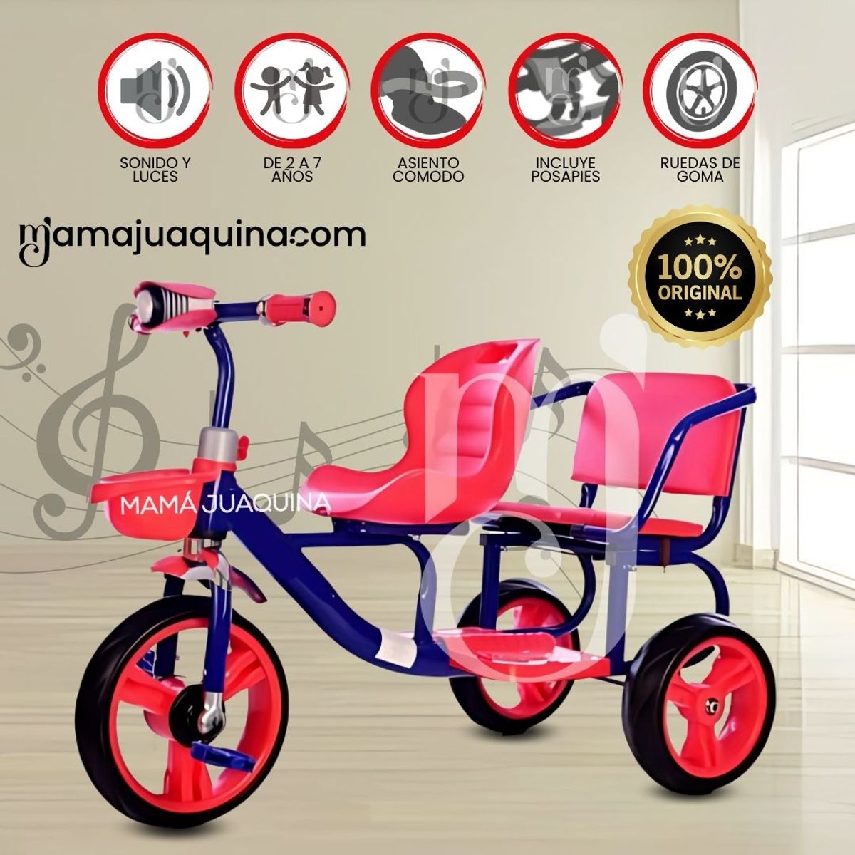 BABY - Triciclo Gemelar Musical «DUO NEON» Edición Limitada Red