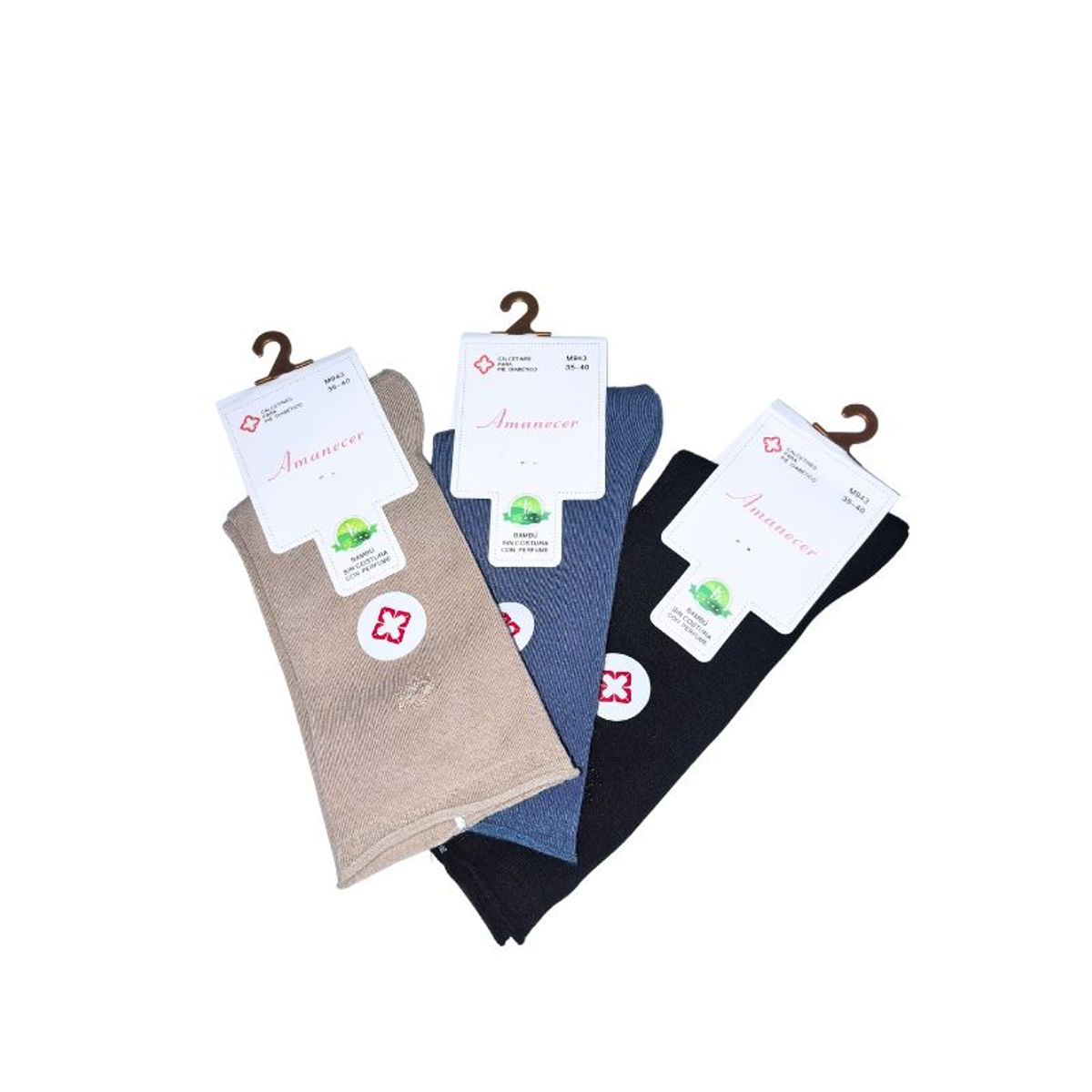 GENERICO - Pack de 3 Medias de Mujer colores Beige, Azul y Negro