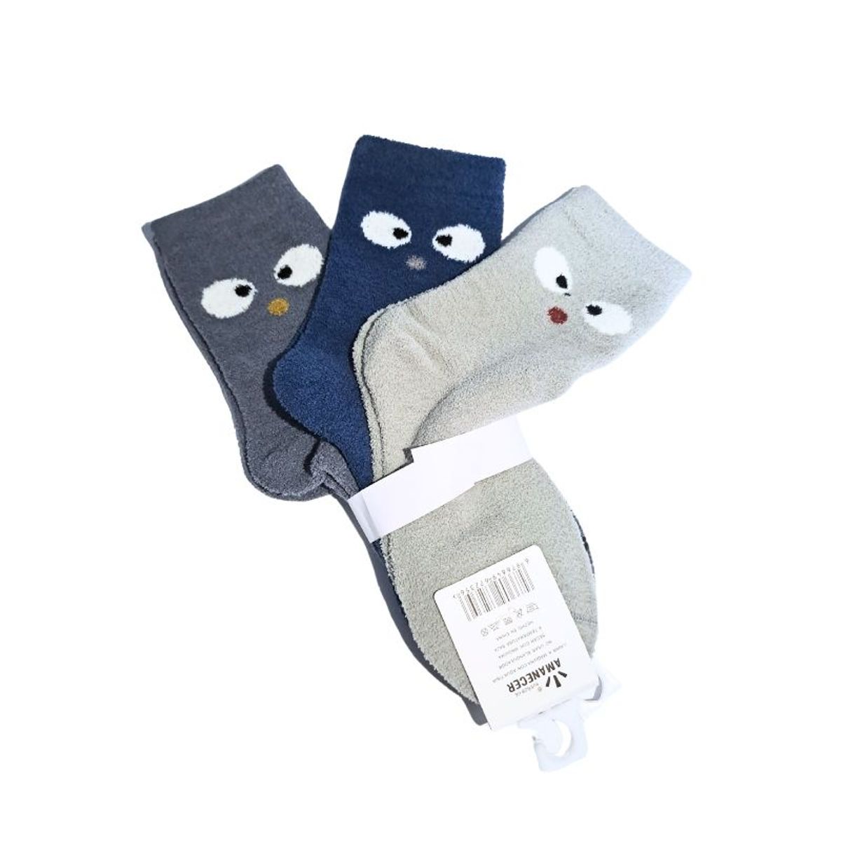 GENERICO - Pack de 3 Medias para niña colores Plomo, Azul y Gris