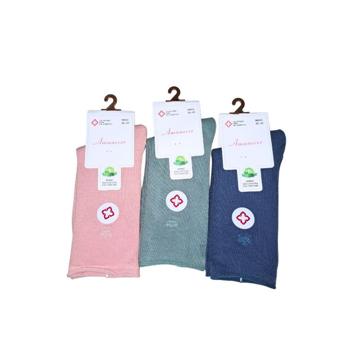 GENERICO - Pack de 3 Medias Canilleras de Mujer colores Rosado, verde y Azul