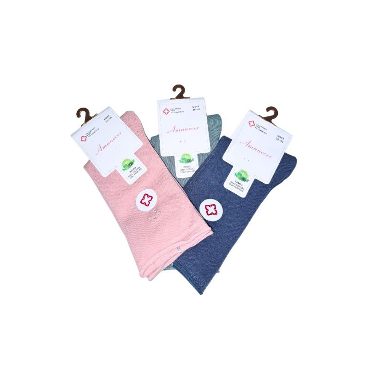 GENERICO - Pack de 3 Medias Canilleras de Mujer colores Rosado, verde y Azul