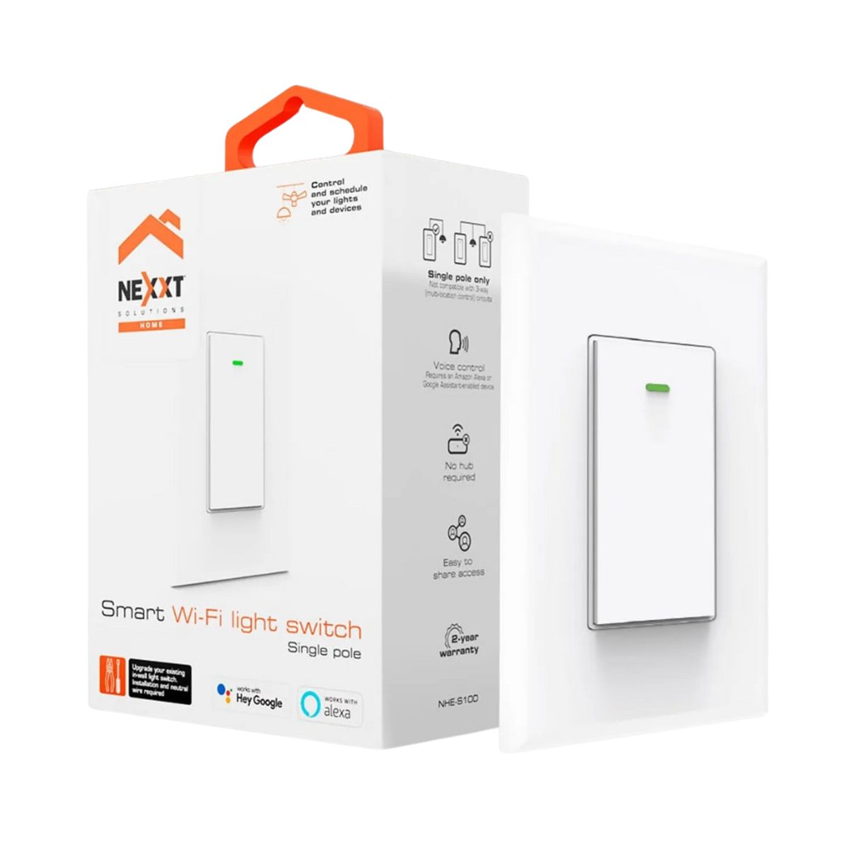 GENERICO - Interruptor Inteligente Monopolar con Conexion Wi-Fi Nexxt NHE-S100