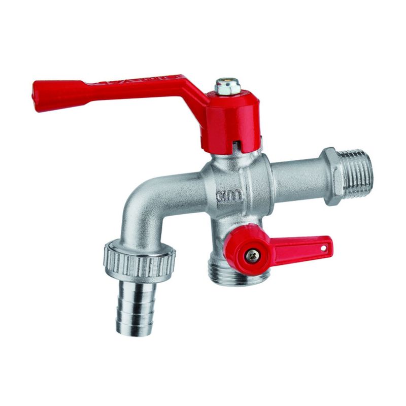 CIMBERIO - Caño llave esférica 1/2 doble salida  lavandería y jardín CIMVALVE