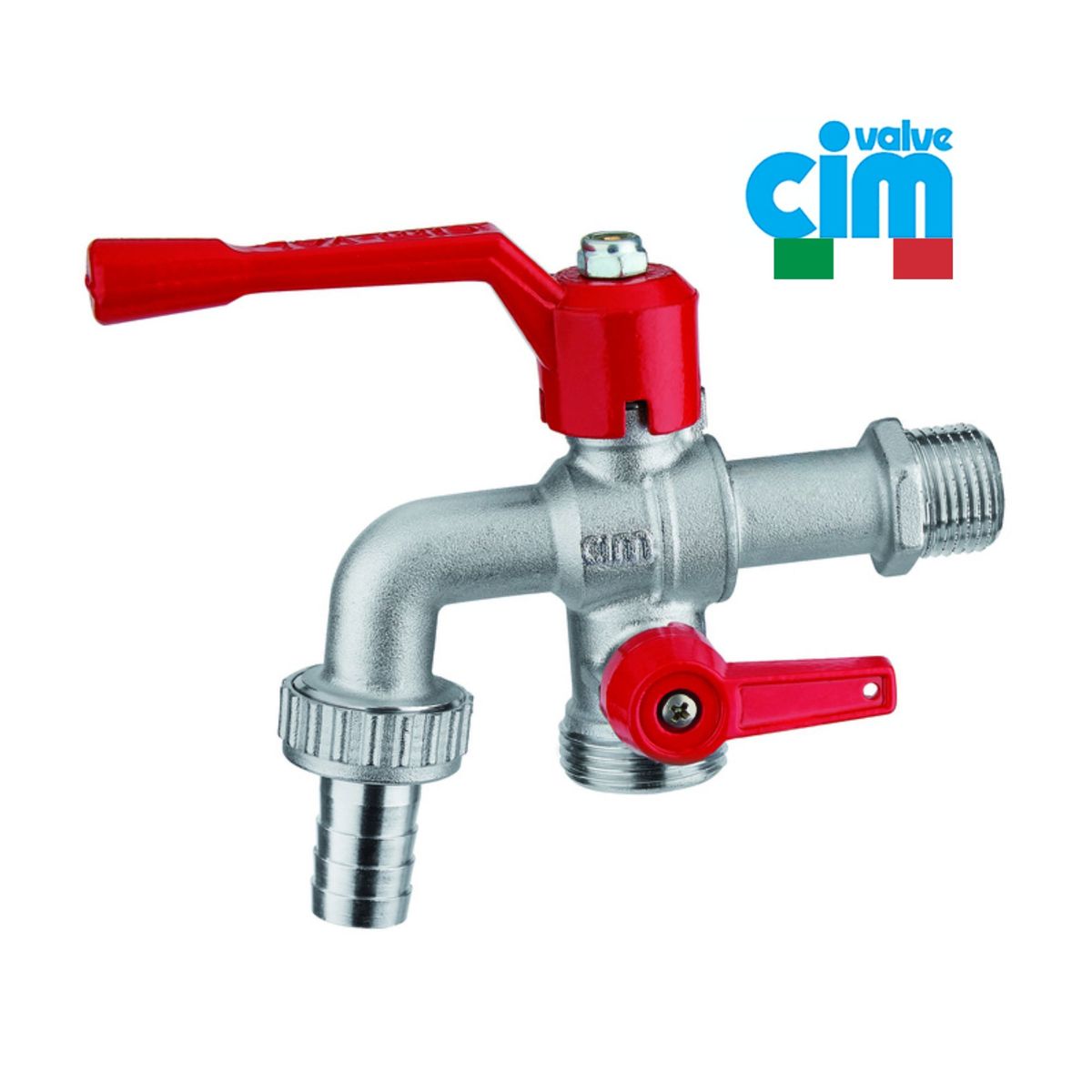 CIMBERIO - Caño llave esférica 1/2 doble salida  lavandería y jardín CIMVALVE