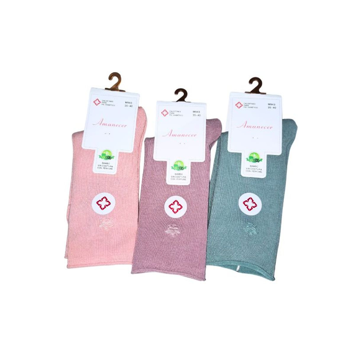 GENERICO - Pack de 3 Medias Canilleras de Mujer colores Rosado, Guinda y verde