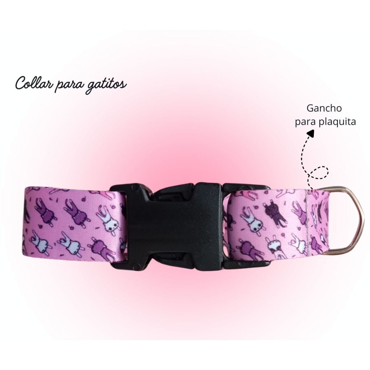 GENERICO - Collar regulable para gato - Color rosado